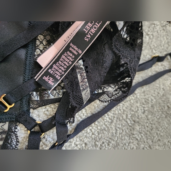 Victoria's L Secret Sexy Faux Leather Fishnet Strap Open Back Brazilian NWT - Picture 3 of 4